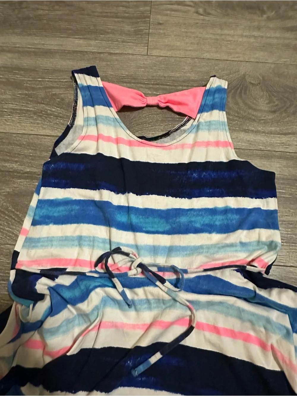 Justice Striped Knit Dress in Navy, Light Blue & Pink